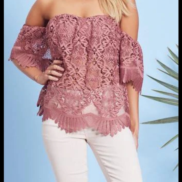 Lovers + Friends Tops - Lovers + Friends Mauve Embroidery Blouse